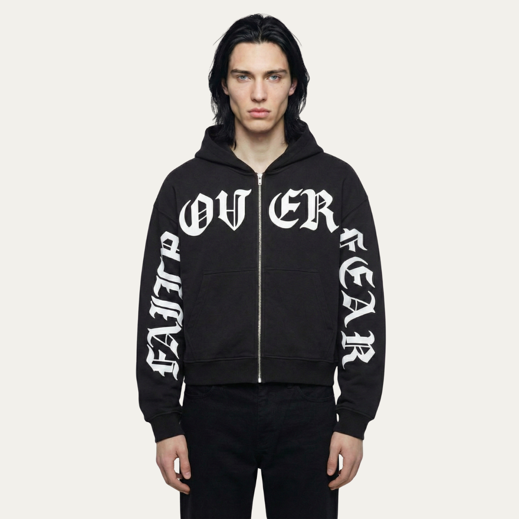 "Faith Over Fear" Zip-Up Hoodie [Black]