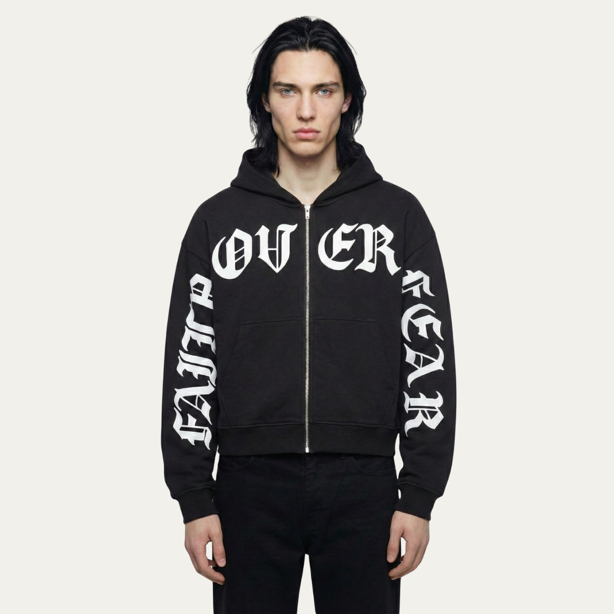 "Faith Over Fear" Zip-Up Hoodie [Black]