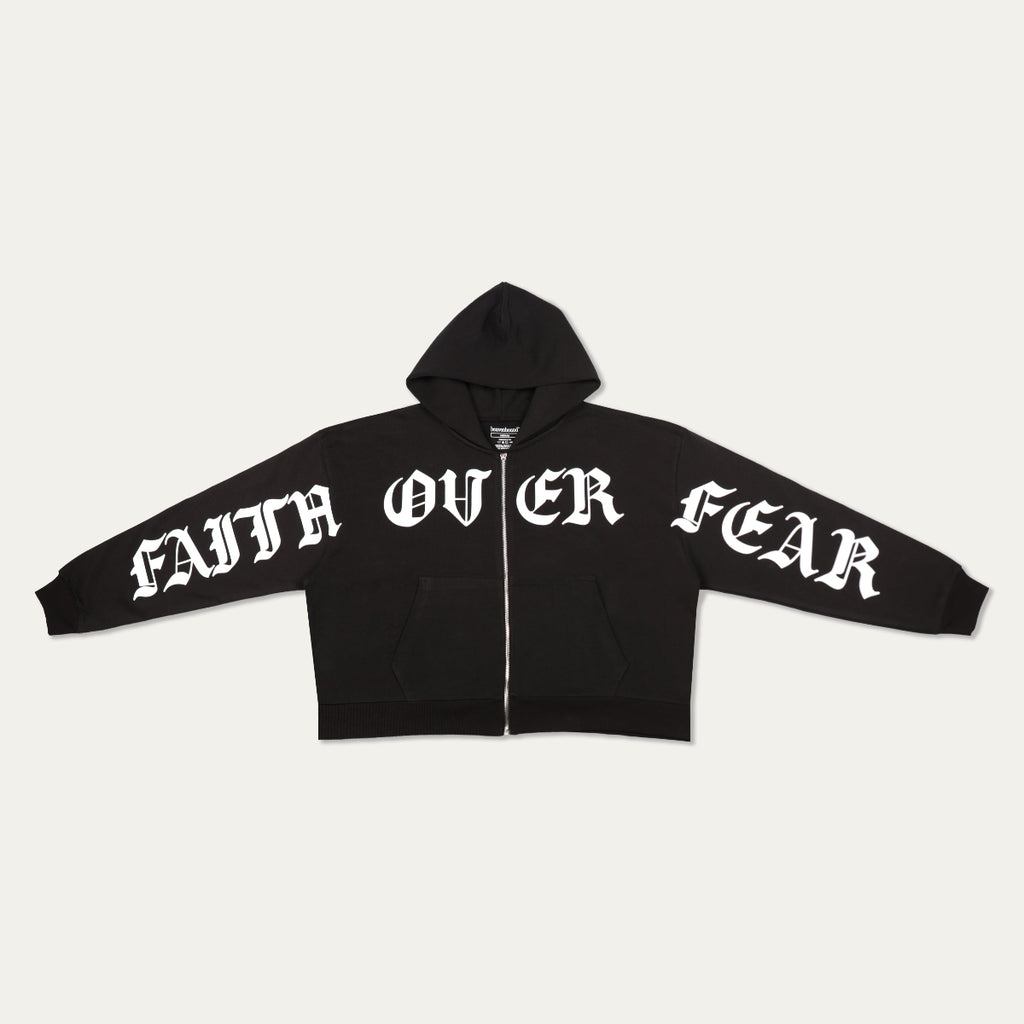 "Faith Over Fear" Zip-Up Hoodie [Black]
