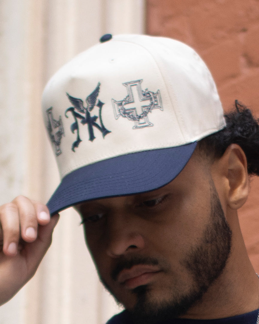 "East Wing" Snapback Hat [Ivory / Navy]